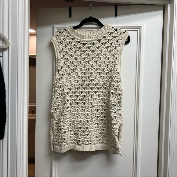 Theory Womens Open Stitch Split Hem Sweater Vest - Picture 2 of 3